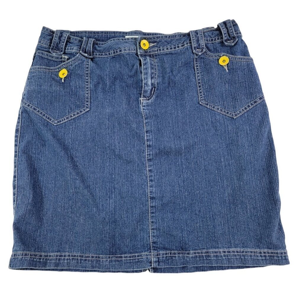 Cato Women's A-Line Stretch Blue Denim Jeans Skirt - Size 14